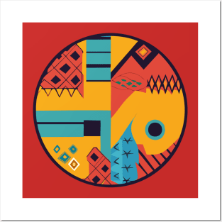 bold and colorful vector t-shirt graphic that features a geometric pattern inspired by African art Posters and Art